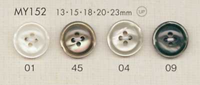 MY152 DAIYA BUTTONS 有邊 四孔 仿貝殼聚酯纖維鈕扣