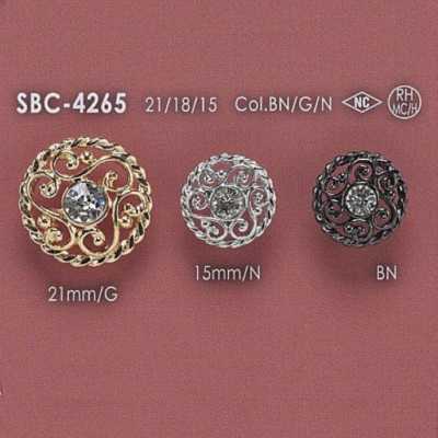 SBC4265 玻璃/高金屬製 圓形扣有柄鈕扣