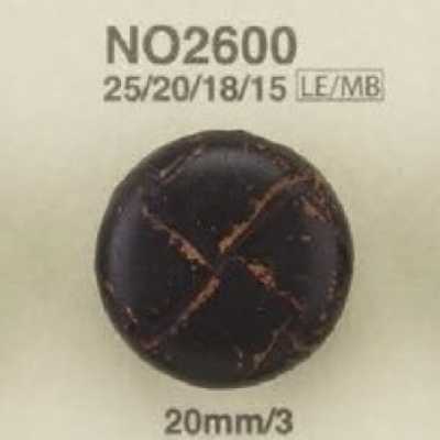 NO2600 皮革/黃銅製 矩形環有柄鈕扣