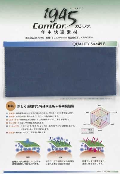 1945 聚酯纖維裡料 四季舒適材質 坎法
