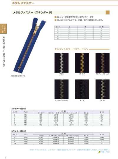 5RAC-SLSH-H 頭對頭 金屬拉鍊 5號 鋁製閉尾