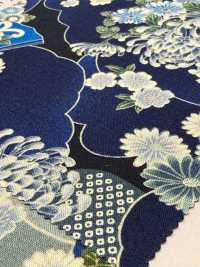 850561 驚豔的靛藍染色日本設計：雲海與扇形菊花[布料] VANCET 更多照片