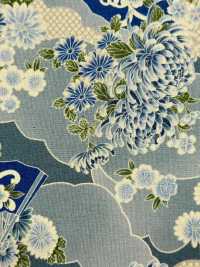 850561 驚豔的靛藍染色日本設計：雲海與扇形菊花[布料] VANCET 更多照片