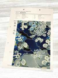 850561 驚豔的靛藍染色日本設計：雲海與扇形菊花[布料] VANCET 更多照片
