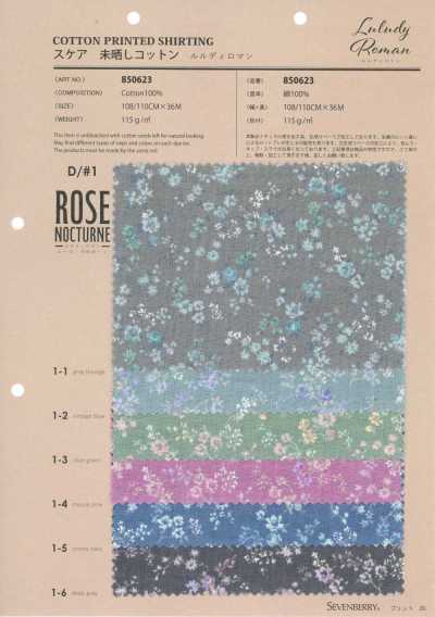 850623 平紋布 未漂白棉 露露迪羅曼 玫瑰·夜曲