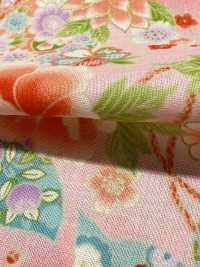 850628 平紋布 花卉金和風圖案 牡丹、菊、葵與鼓[布料] VANCET 更多照片