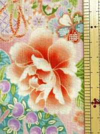 850628 平紋布 花卉金和風圖案 牡丹、菊、葵與鼓[布料] VANCET 更多照片