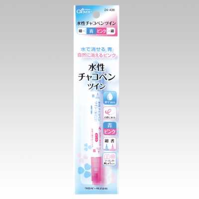24436 水性裁縫筆 雙頭＜藍・粉紅色 細＞