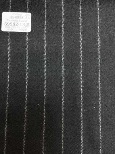 69582-13 26AW HERDREX【Tasmanian Flannel】真絲羊毛 黑色條紋