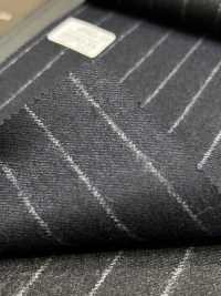 69582-34 26AW HERDREX【Tasmanian Flannel】真絲與羊毛 藏青色 條紋[布料] 國島株式會社 更多照片