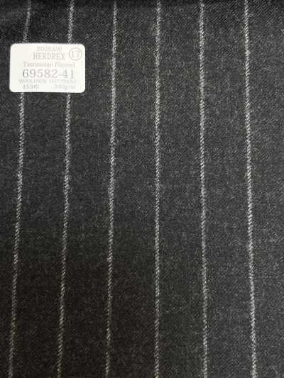 69582-41 26AW HERDREX 【Tasmanian Flannel】 絲綢與羊毛 炭灰條紋