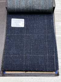 56CN5231 CANONICO WOOL SILK & LINEN 花式西裝布料 海軍藍/棕色 窗格紋 佳能 更多照片