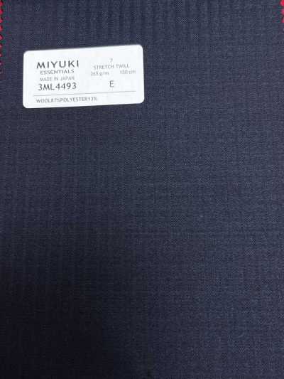 3ML4493 26AW 御幸布料 MIYUKI ESSENTIALS 彈力斜紋 海軍藍 條紋