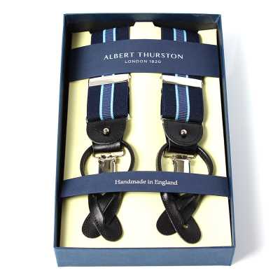 AT-2266-NV Albert Thurston 條紋圖案吊帶 35MM 海軍藍