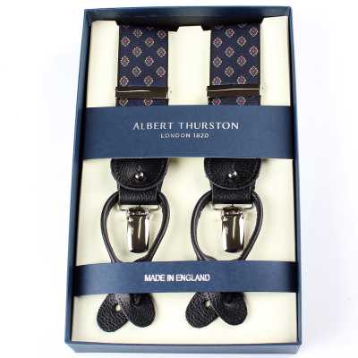 AT-2387-NV Albert Thurston 小紋圖案 35MM 海軍藍背帶