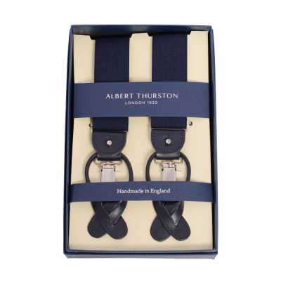 AT-NAVY Albert Thurston 吊帶 深海軍藍素色 35MM