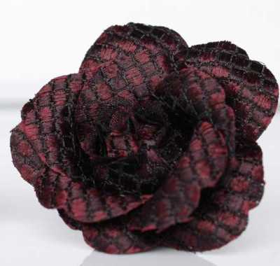 BTA-987 日本製造真絲提花 胸花 鹿子圖案 栗紅色