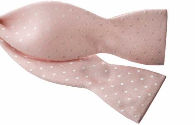 MT-974 日本國產絲綢 手工繫結蝴蝶領結 波點圖案 粉色